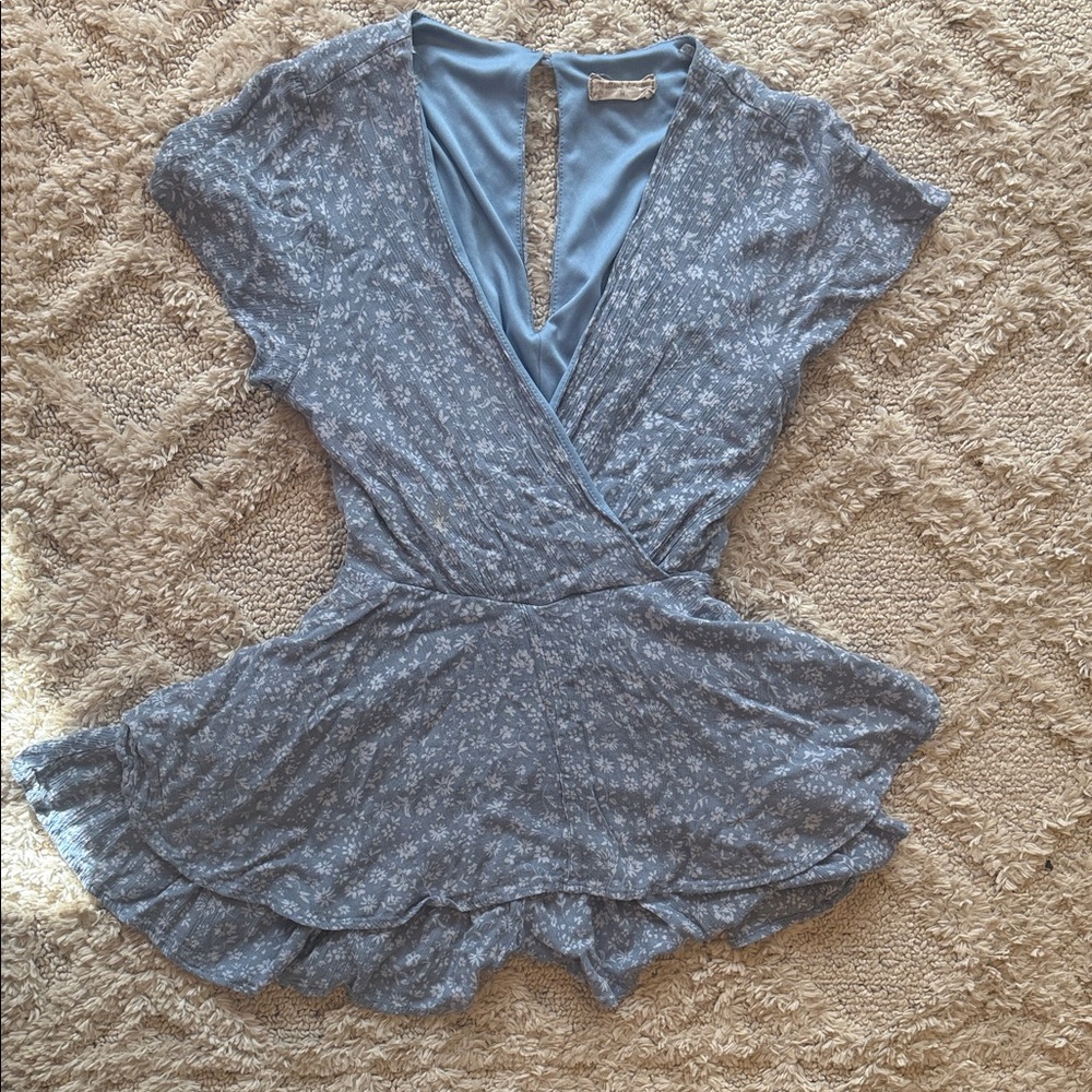 Altar'd State Blue Floral Wrap Romper